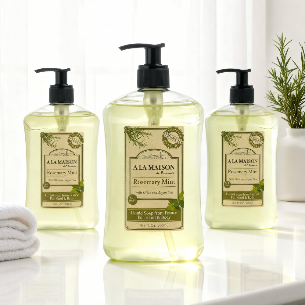 A LA MAISON Provence packaging highlights BPA-free bottle from recycled plastic.