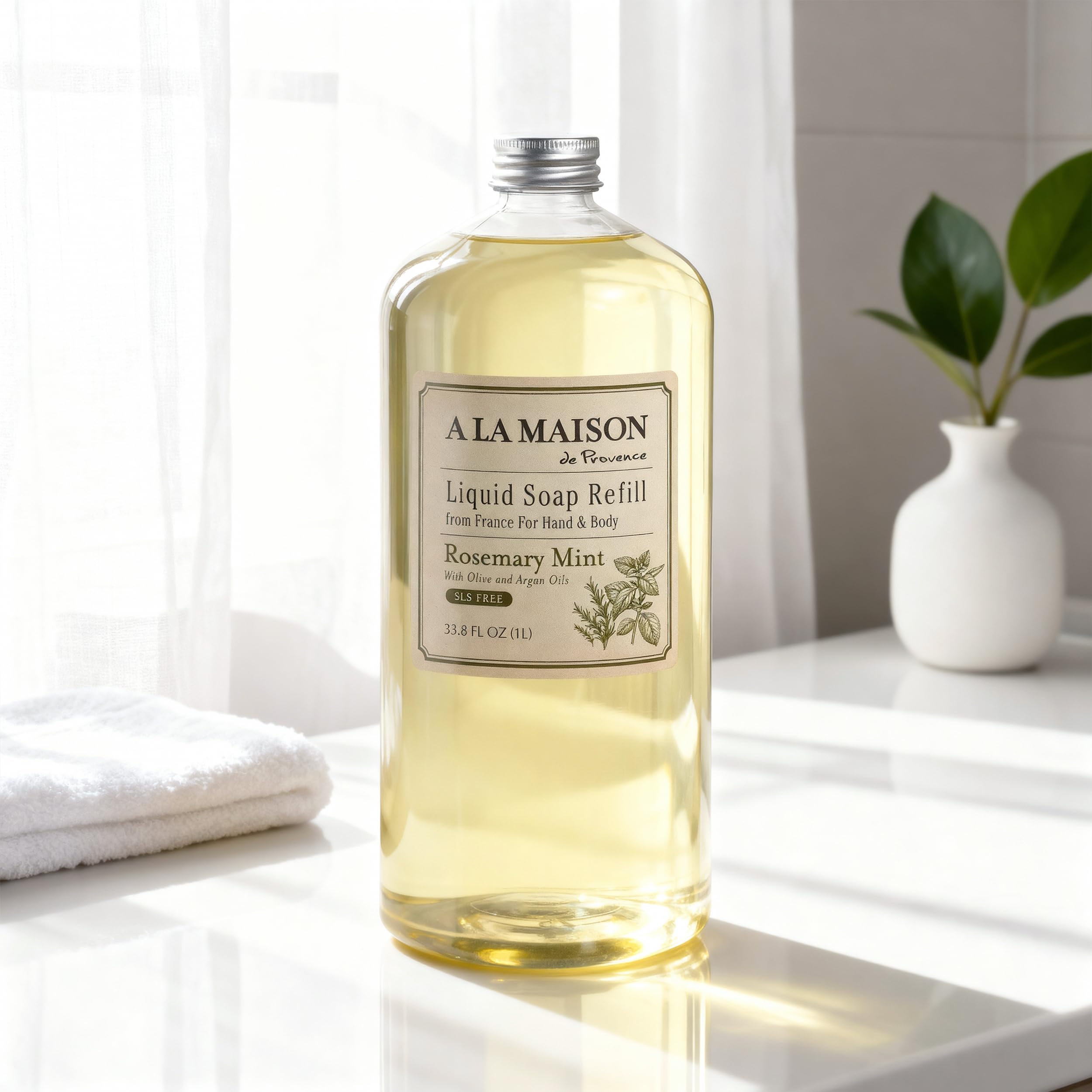 A LA MAISON Rosemary Mint hand-lather closeup – soothing aroma enhances your handwashing routine