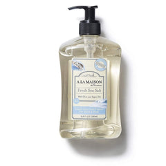 A LA MAISON soap liquid french sea salt bottle front — gentle hand cleansing with sea salt scent.