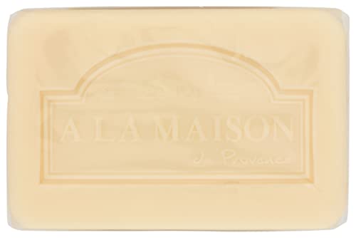 A LA MAISON triple milled soap closeup lather demonstrates smooth, rinse clean texture.
