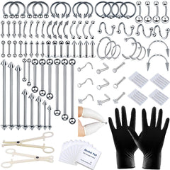 A-minusone 120pcs piercing-kit packaging showing full contents for easy home body piercing.