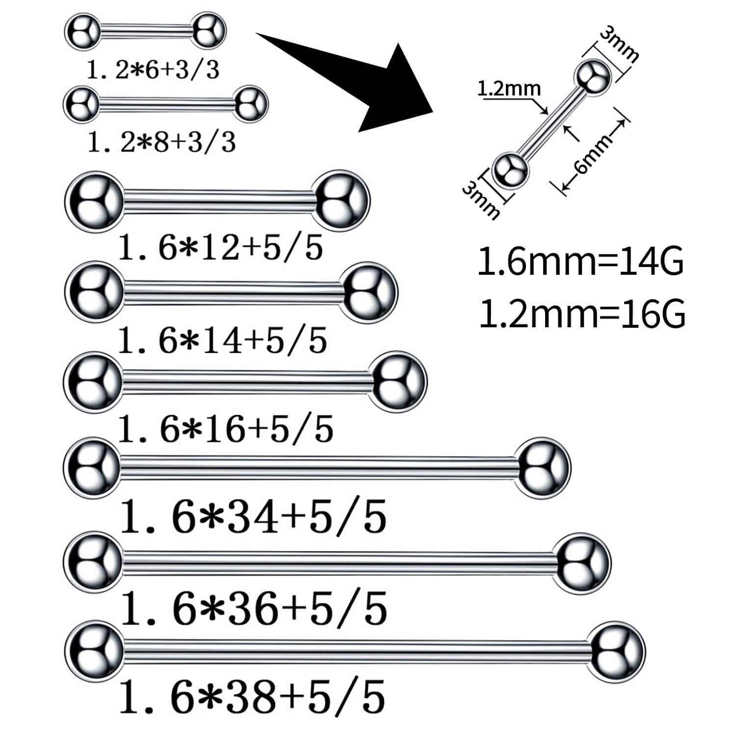 A-minusone nose studs and bars assortment close-up 12g–20g.
