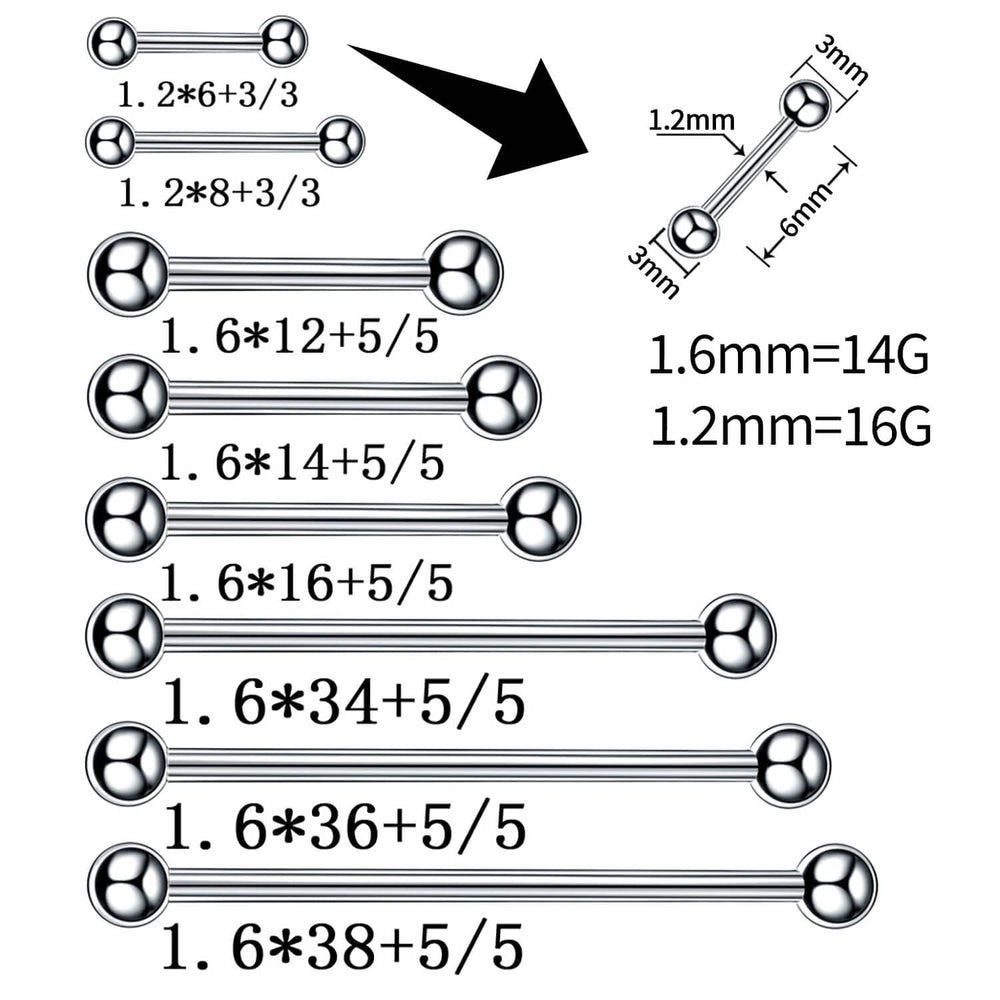 A-minusone nose studs and bars assortment close-up 12g–20g.