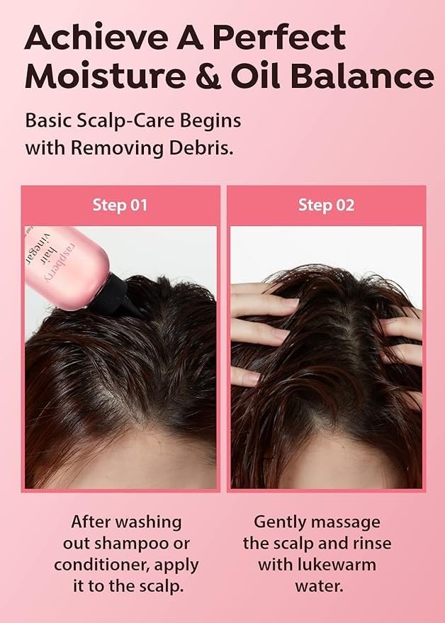 A’PIEU Raspberry Hair Vinegar packaging highlights premium Korean beauty care.