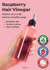 A’PIEU Raspberry Hair Vinegar pour action highlights buildup removal and detangling support.