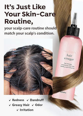 A’PIEU Raspberry Hair Vinegar scalp massage shot demonstrates a calming detox routine.