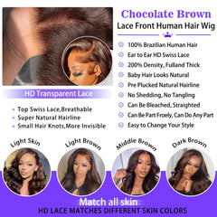A8 chocolate brown wig 26-inch length on display for versatile styling options.