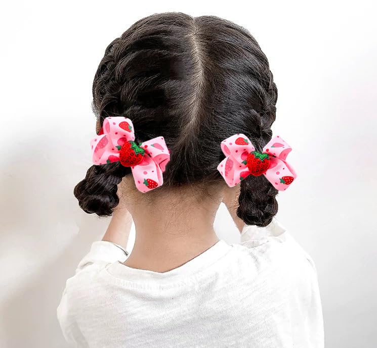 AACKS strawberry hairbows 4-pack image showing versatile set for outfits