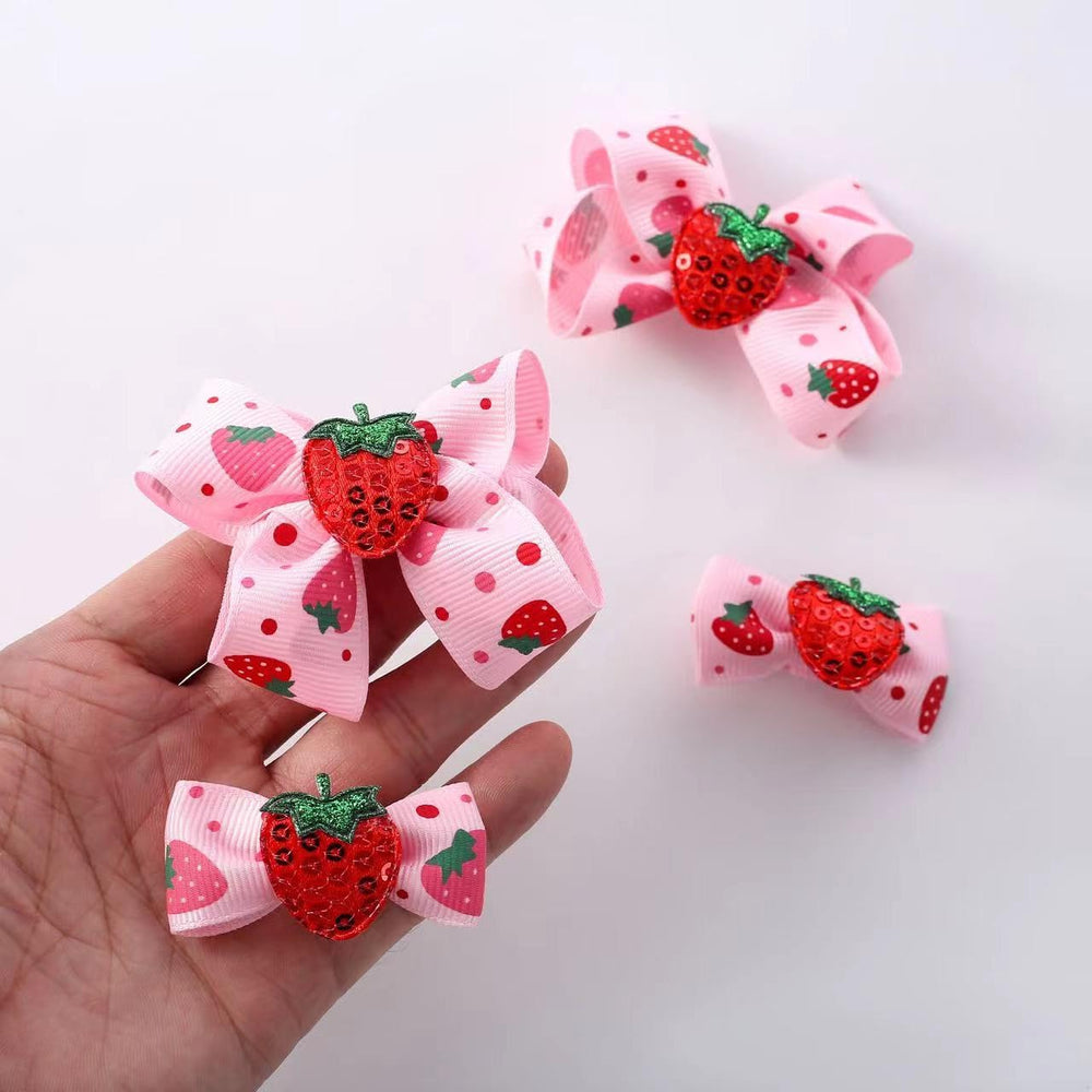 AACKS strawberry hairbows 4-pack with detailed stitching and color consistency