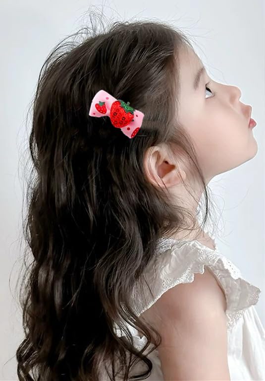 AACKS strawberry hairpins closeup reveals smooth edges and kid-friendly grip