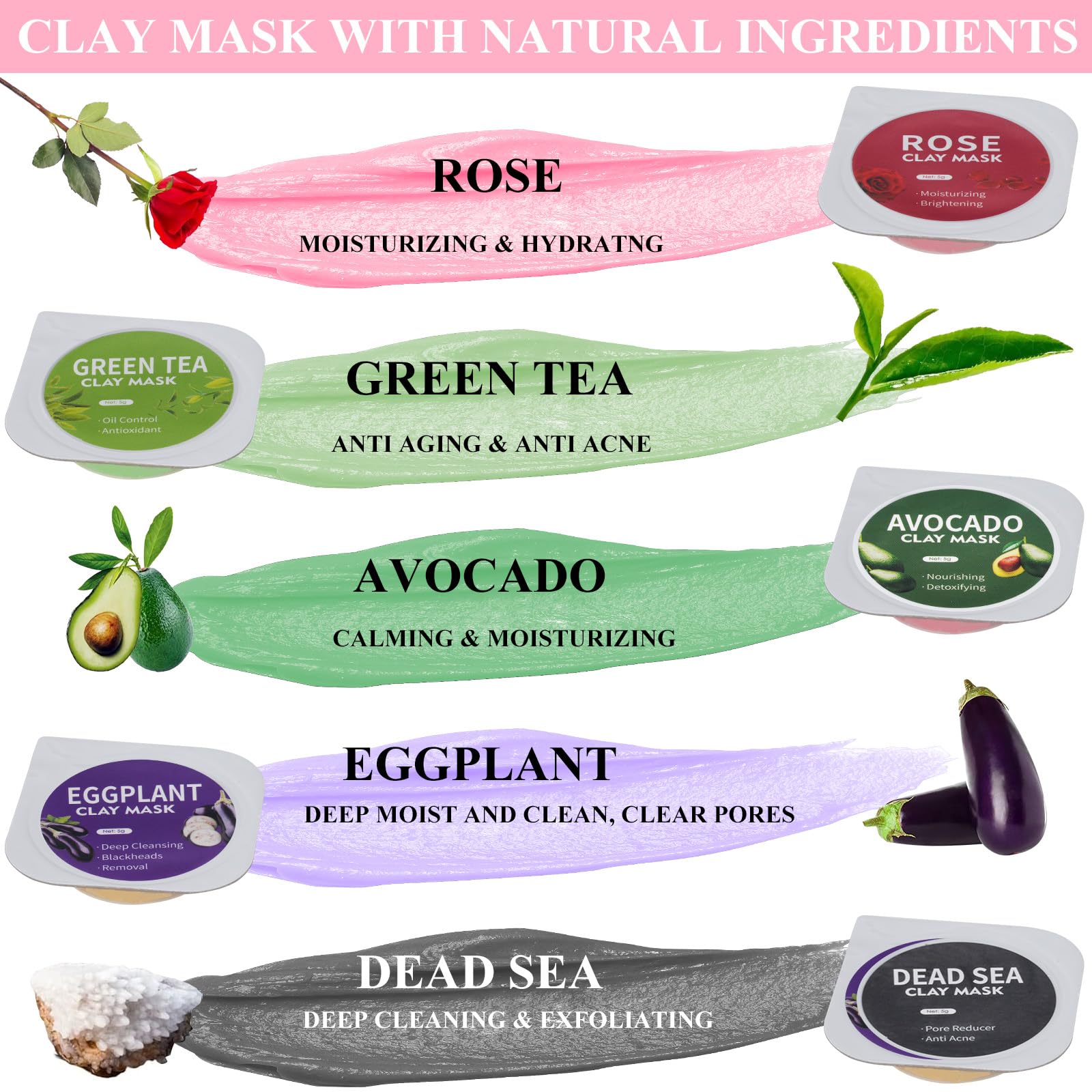 Aaenouicfs clay mask pods turmeric green tea close-up for brightening and antioxidant soothing.