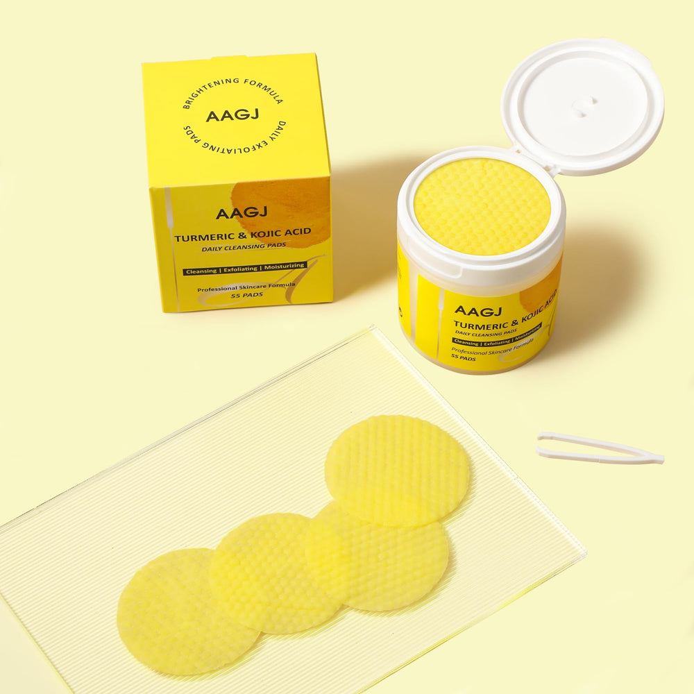 AAGJ Turmeric Kojic Acid Cleansing Pads after-use soft skin glow.