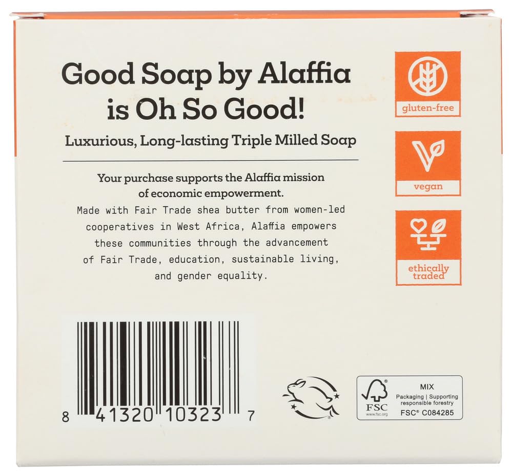 Alaffia fragrance-free good soap pour shows easy dispensing and smooth lather