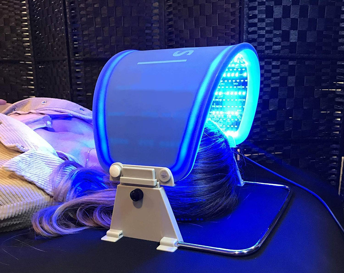 AAOCARE Hydraskincare LED red-mask therapy on stand for at-home skin rejuvenation