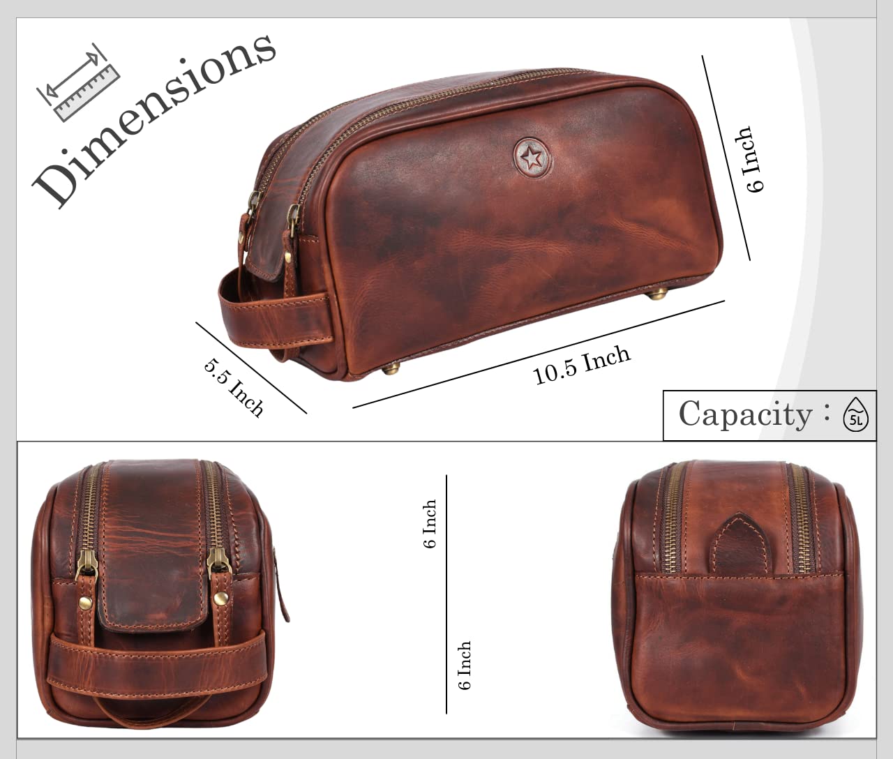 Aaron Leather Goods Vendimia Estilo sturdy hardware and YKK zip for durable travel.