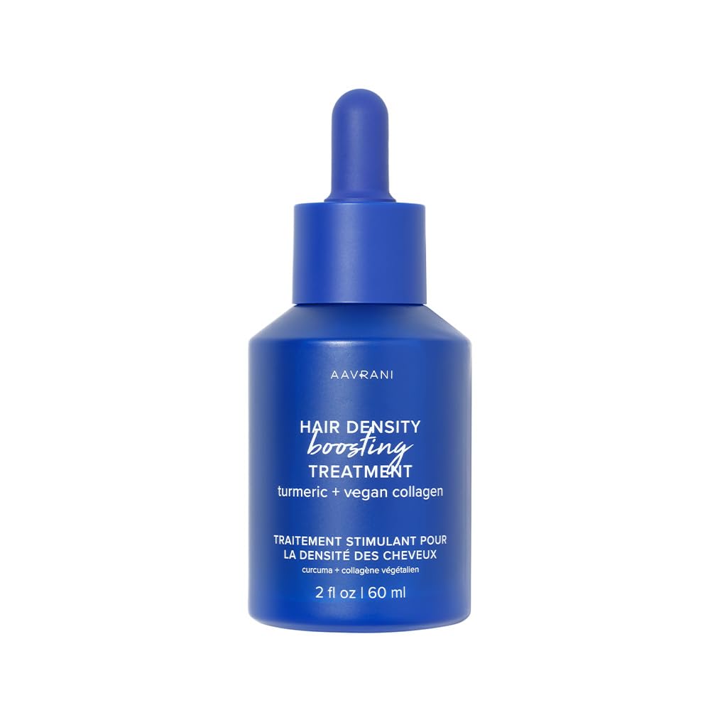 AAVRANI Hair Density Boosting Treatment bottle and drops support daily scalp care for fuller hair.