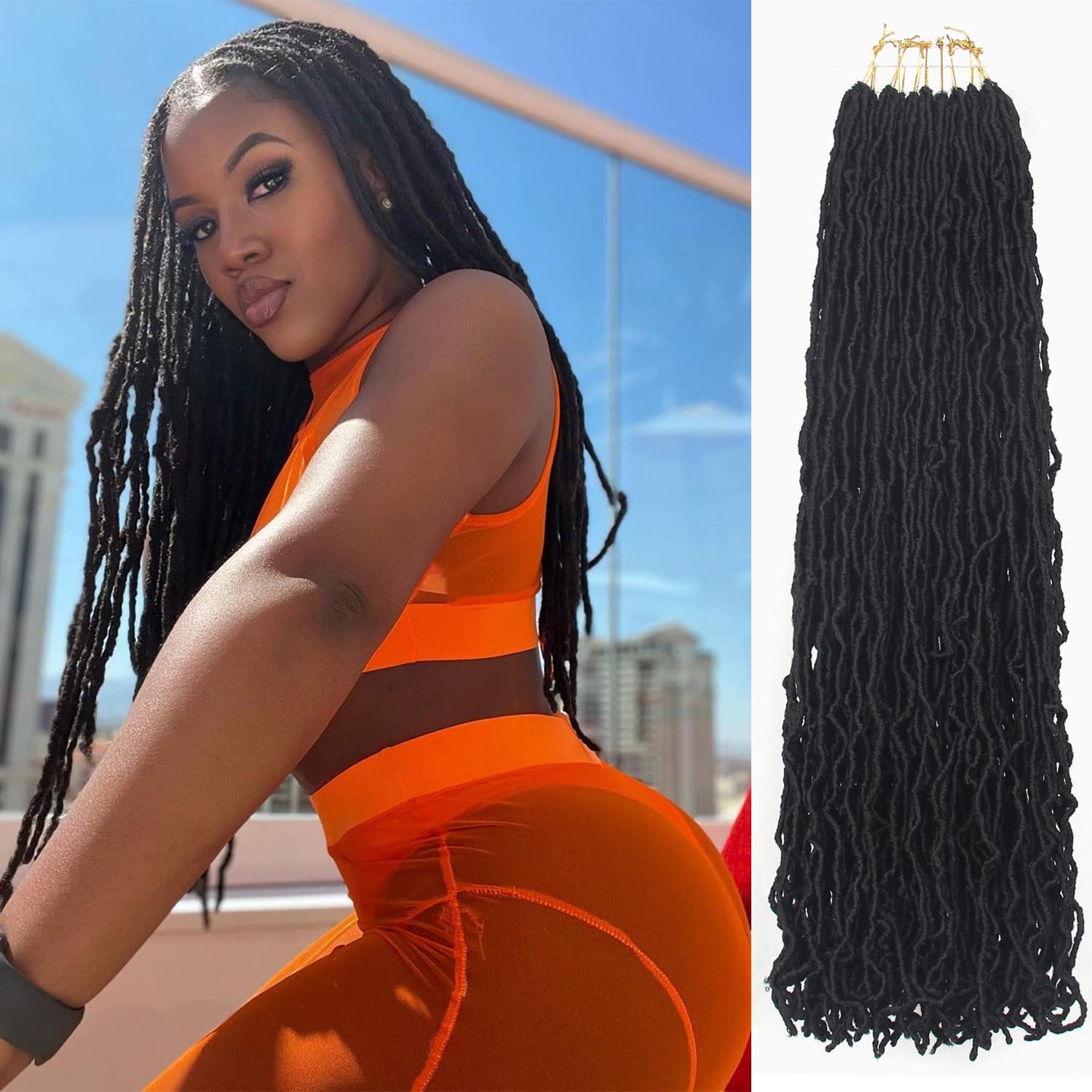 Aayubb faux locs 20inch prelooped for easy installation.
