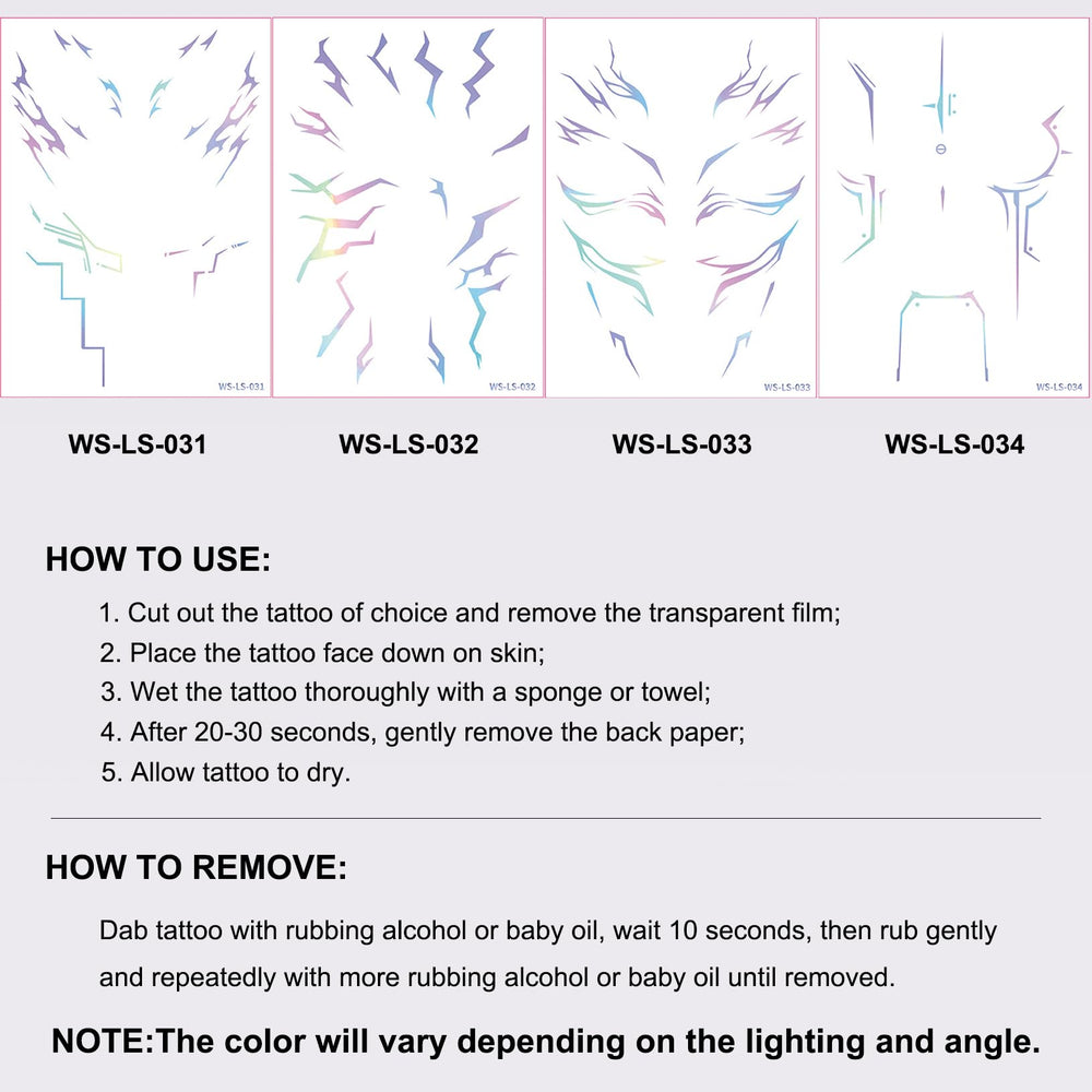 Abading Halloween cosplay featuring shimmering holographic tattoo detail