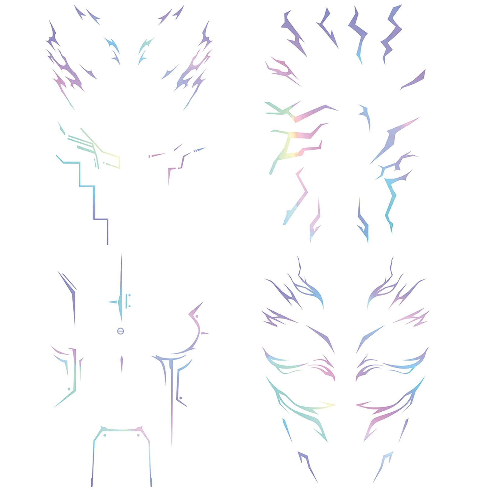 Abading holographic tattoo close-up showing shimmering cosplay pattern for eye-catching look