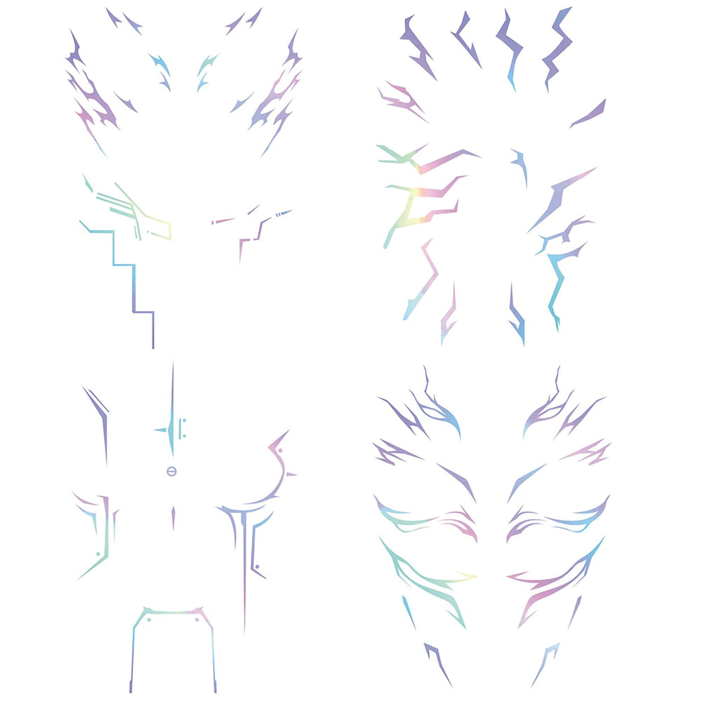 Abading holographic tattoo close-up showing shimmering cosplay pattern for eye-catching look