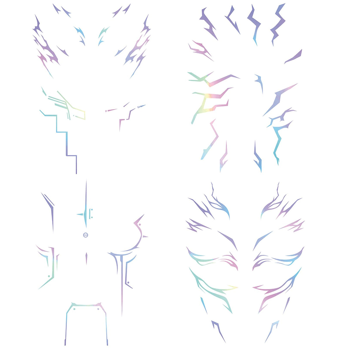 Abading holographic tattoo close-up showing shimmering cosplay pattern for eye-catching look