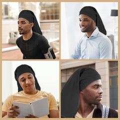 Pack shot of Abeillo two-piece satin bonnet set with adjustable elastic band