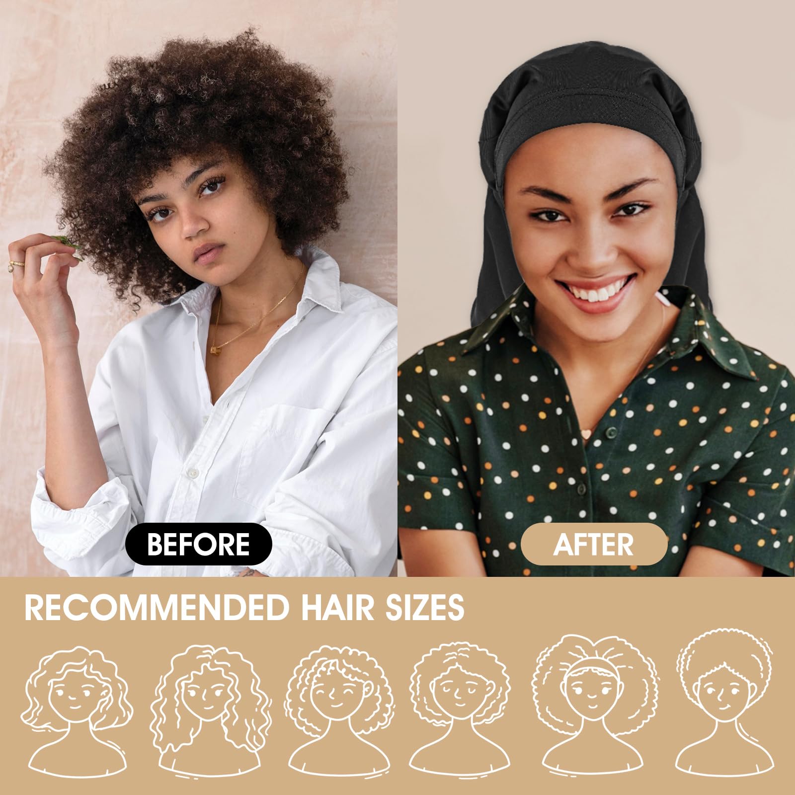 Abeillo dreadlock cap shown during shower or workout to shield hair