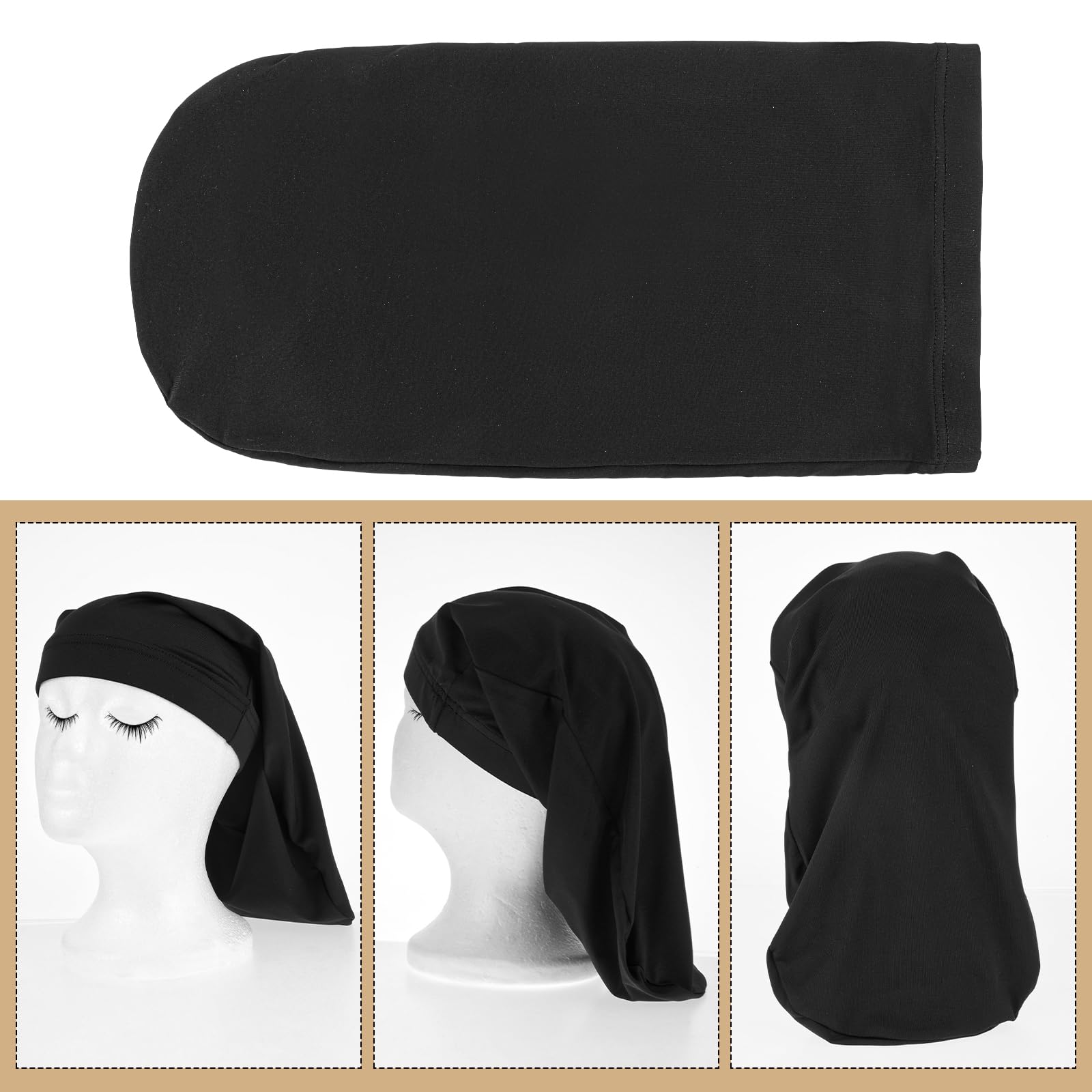 Black Abeillo satin bonnet designed for men to protect curls during sleep