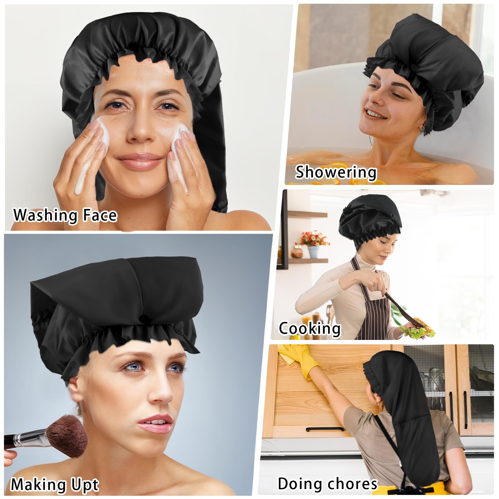 Abeillo EVA material shower cap blocks water and dust effectively.