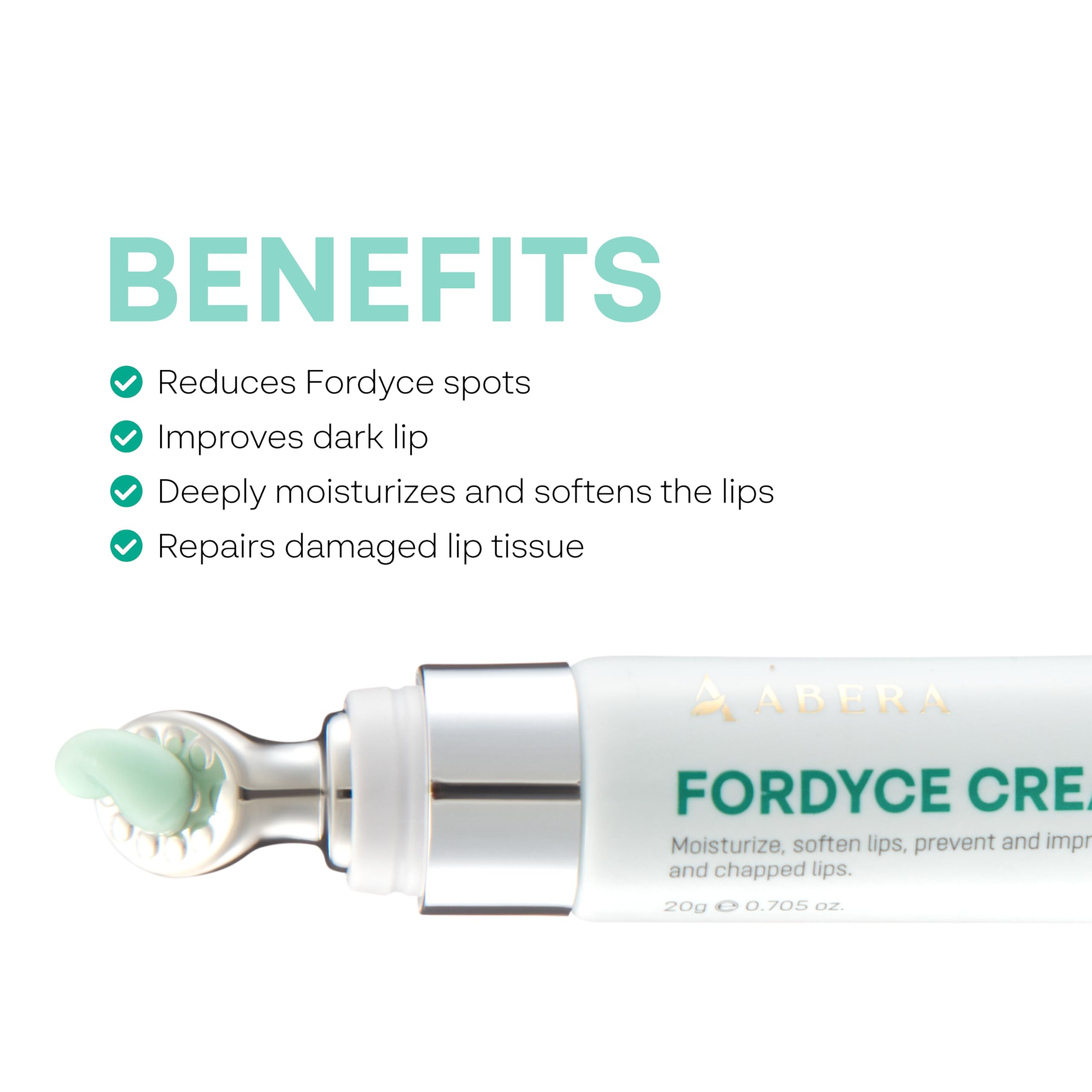 ABERA Fordyce Cream closeup on bumps highlights potential smoothing of lip texture