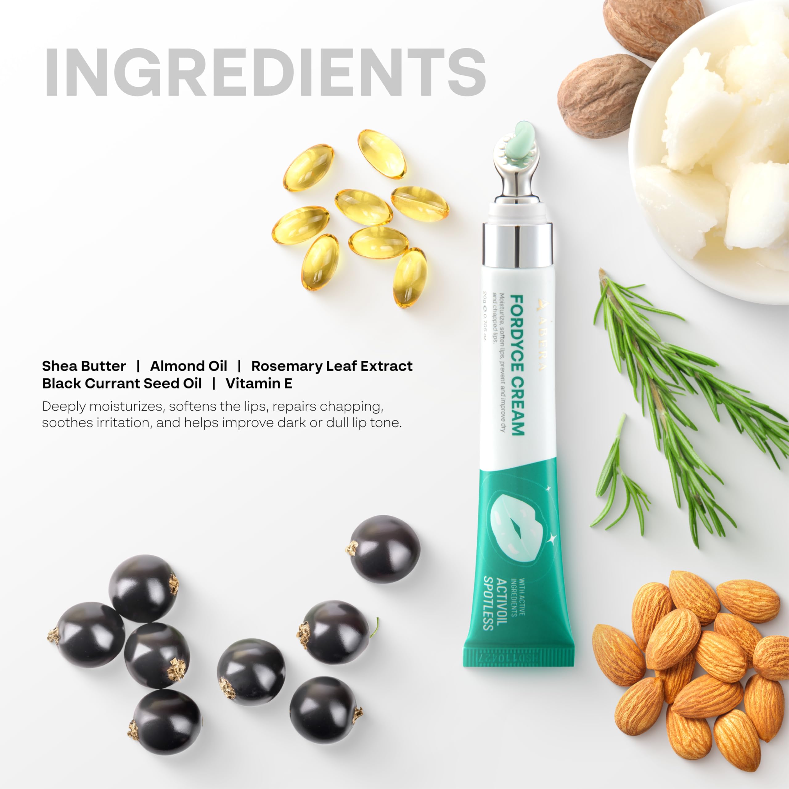 ABERA Fordyce Cream fast-absorbing texture keeps lips non-greasy