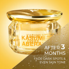 Abera Kasumi Glowing Cream jar closeup showing creamy texture for smooth application.