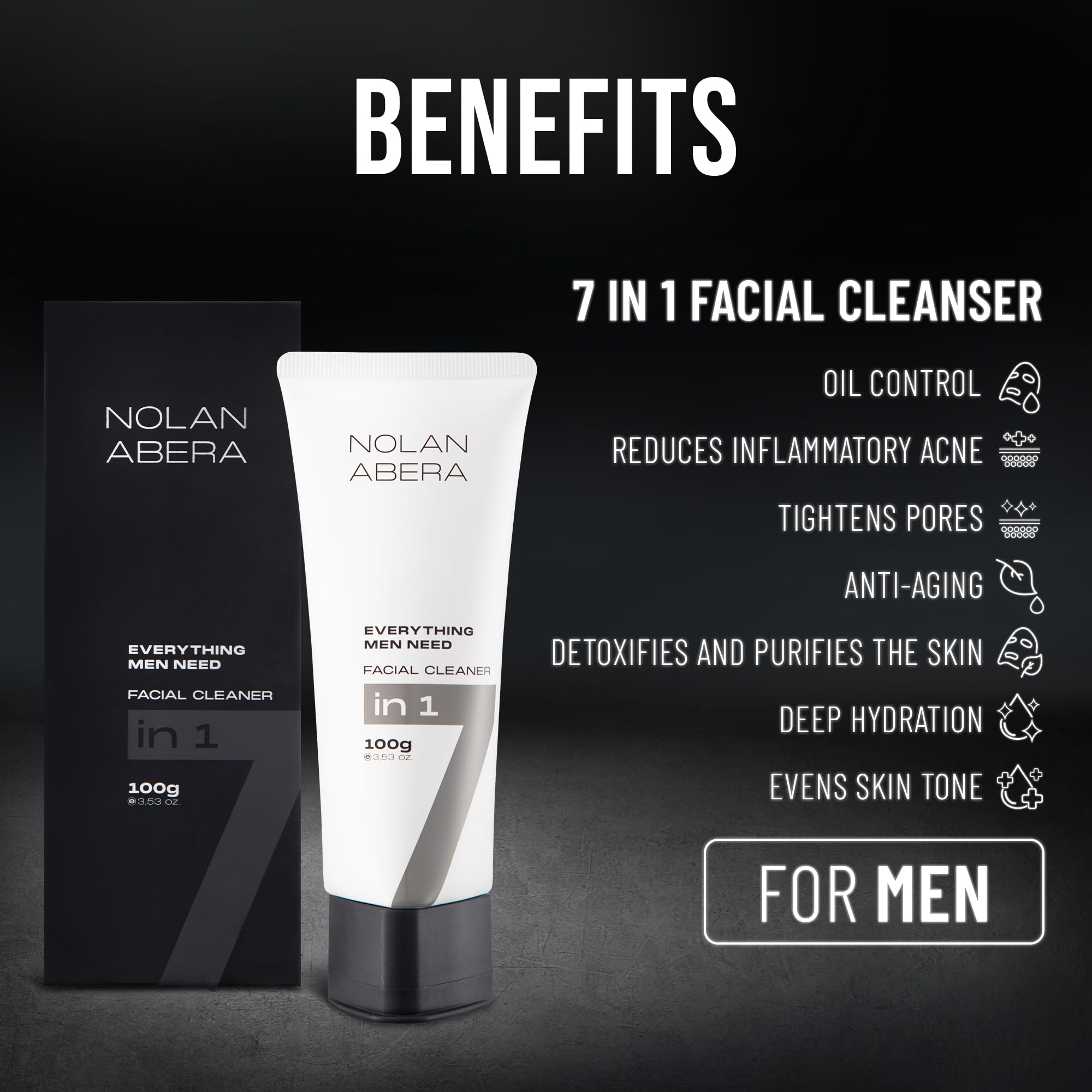 ABERA Nolan Daily Cleanser foam texture ready for cleansing.