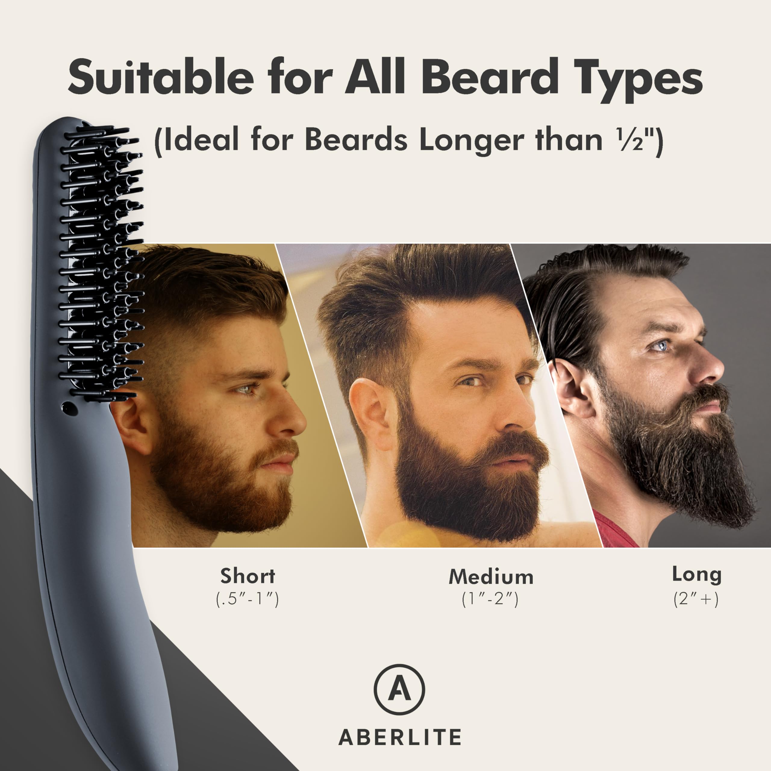 Aberlite EDC anti-scald comb teeth preview enabling root-level beard straightening