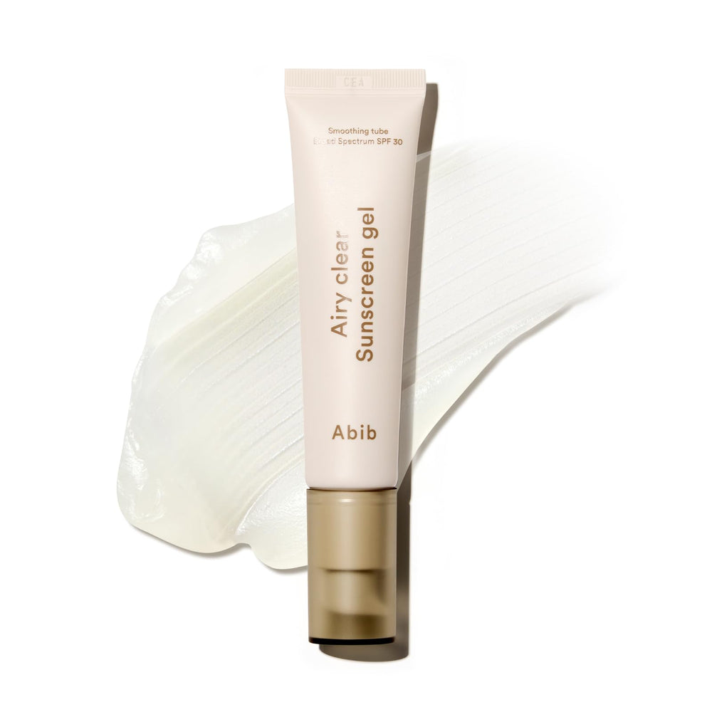 Abib Airy Clear Sunscreen Gel bottle pump showing easy daily sun care.