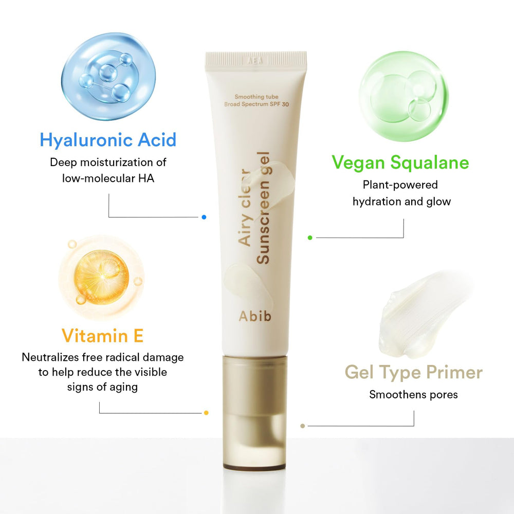 Abib Airy Clear Sunscreen Gel semi-matte finish reduces shine.
