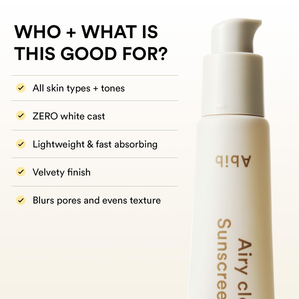 Abib Airy Clear Sunscreen Gel suitable for sensitive skin.