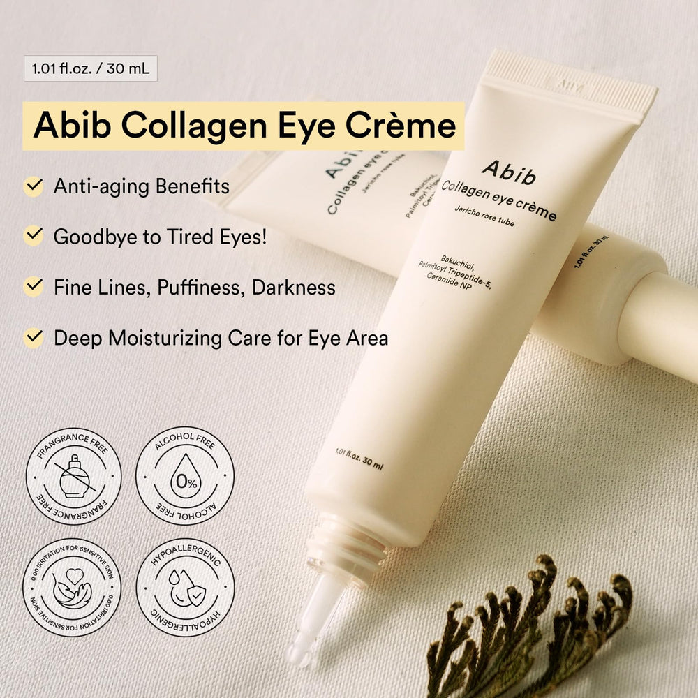 Abib Collagen Eye Creme Jericho Rose label detail highlights key ingredients.