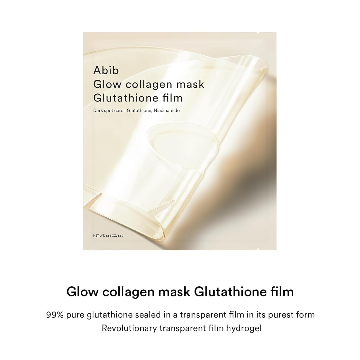 Abib Glow Collagen Mask film pack showing four-sheet packaging for routine use