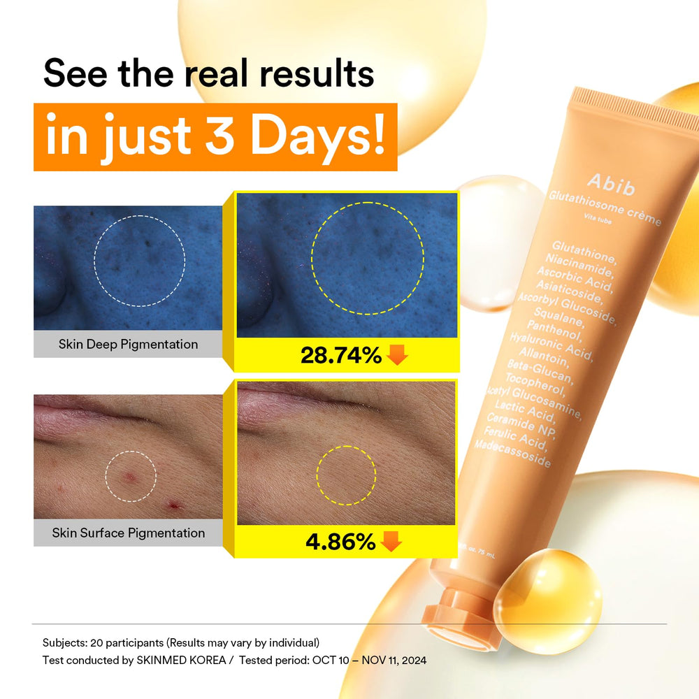 Abib Glutathiosome Cream tube cap close-up for travel-friendly size
