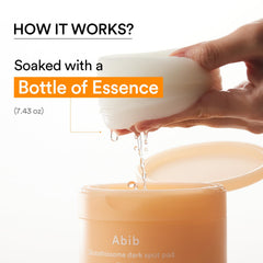 Abib Glutathiosome Dark Spot Pad exosome and glutathione detail supports even skin tone.
