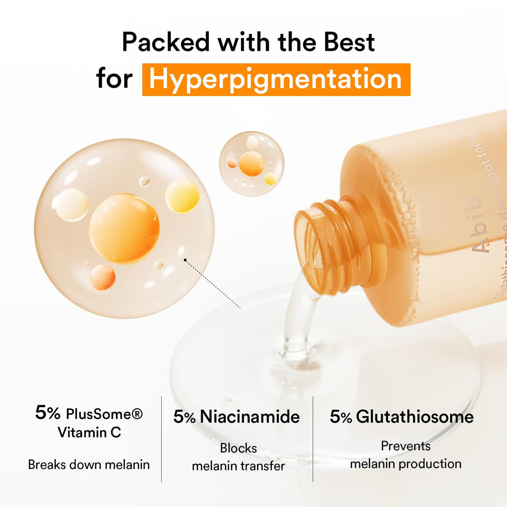 Abib Glutathiosome Dark Spot Toner packaging back reveals generous size for daily use
