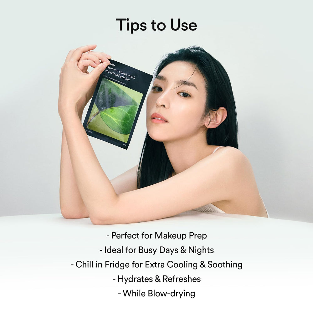 Abib Gummy Sheet Mask parabens-free-graphic image promotes clean, gentle skincare.