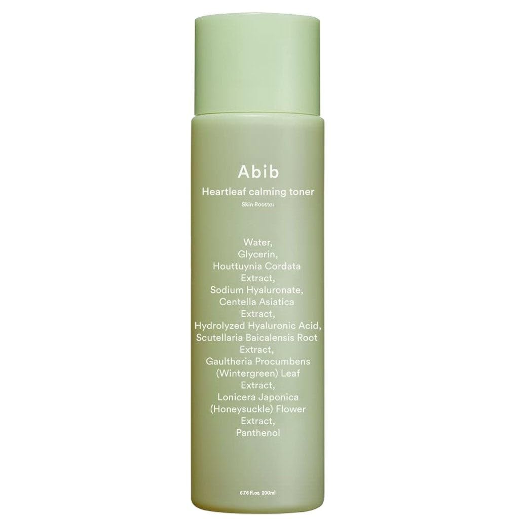 Abib Heartleaf Calming Toner ingredients closeup—heartleaf from Mountain Jiri for oil balance.