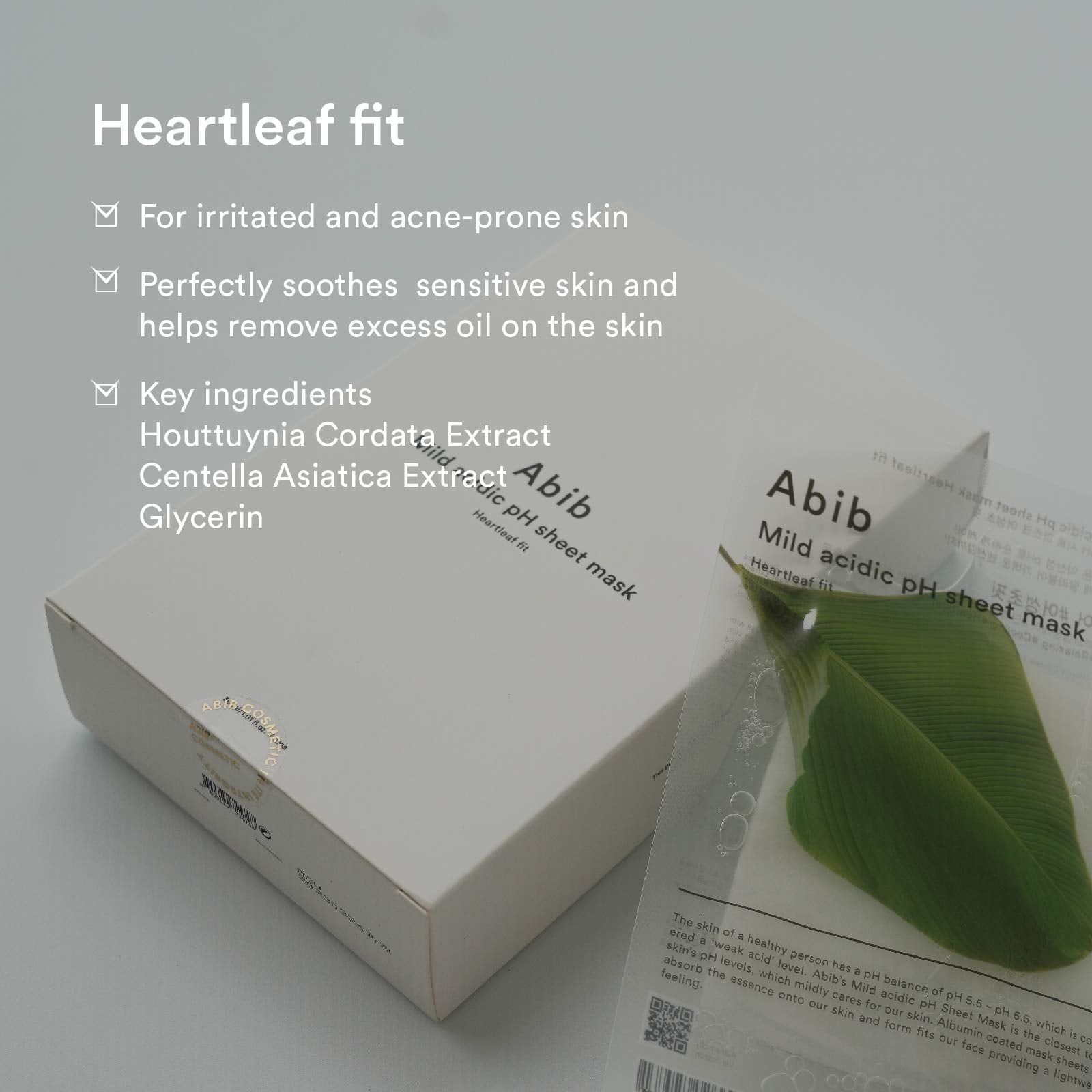 Hypoallergenic test seal on Abib mask signals gentle use for sensitive skin