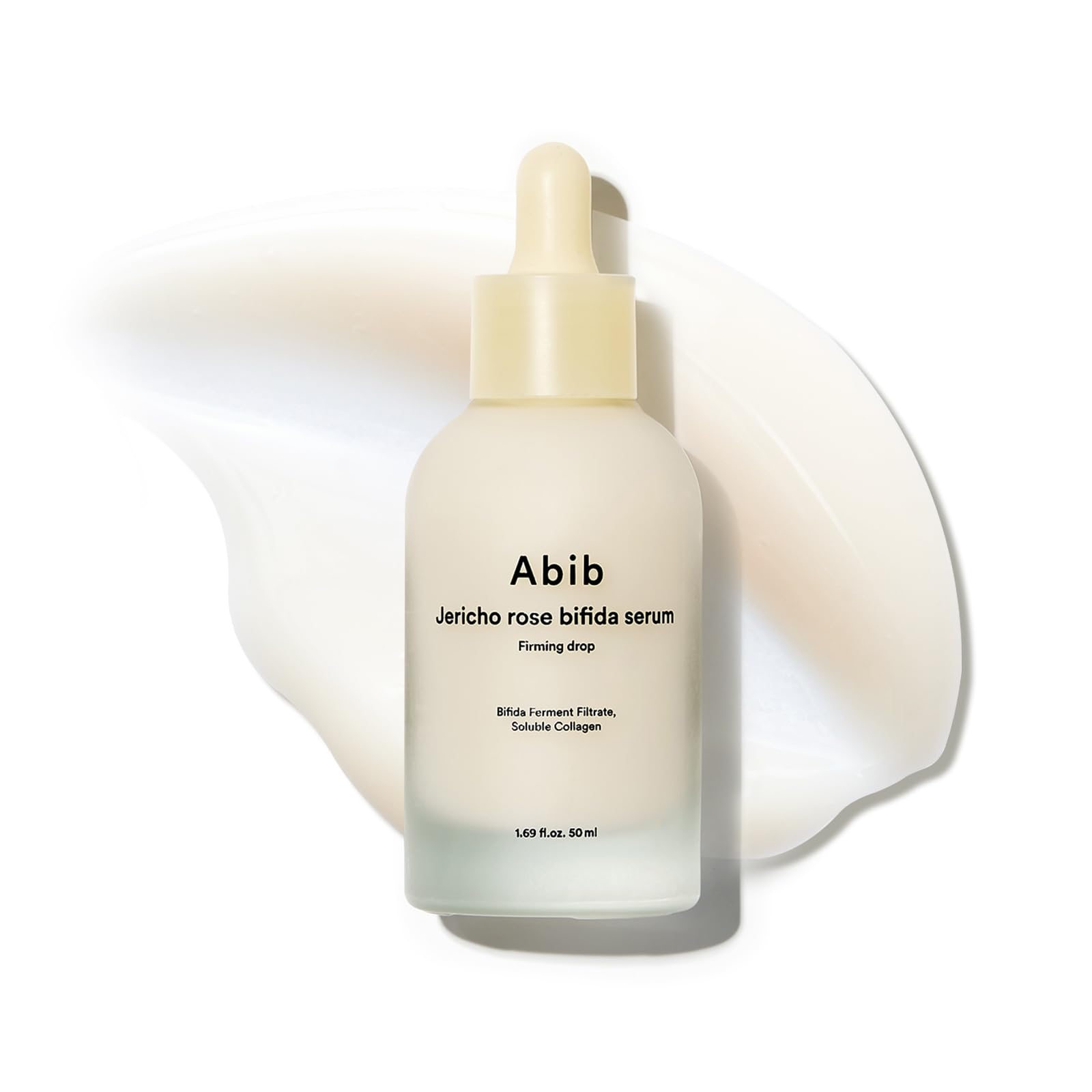 Abib Jericho Rose Serum bottle close-up showing barrier care and hydration benefits.