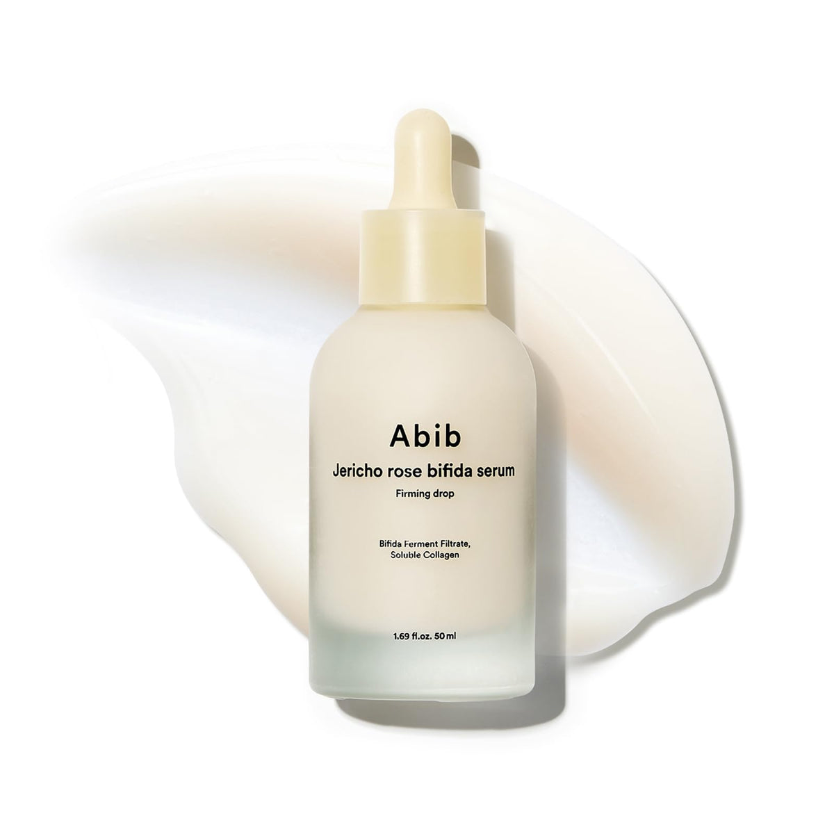 Abib Jericho Rose Serum bottle close-up showing barrier care and hydration benefits.
