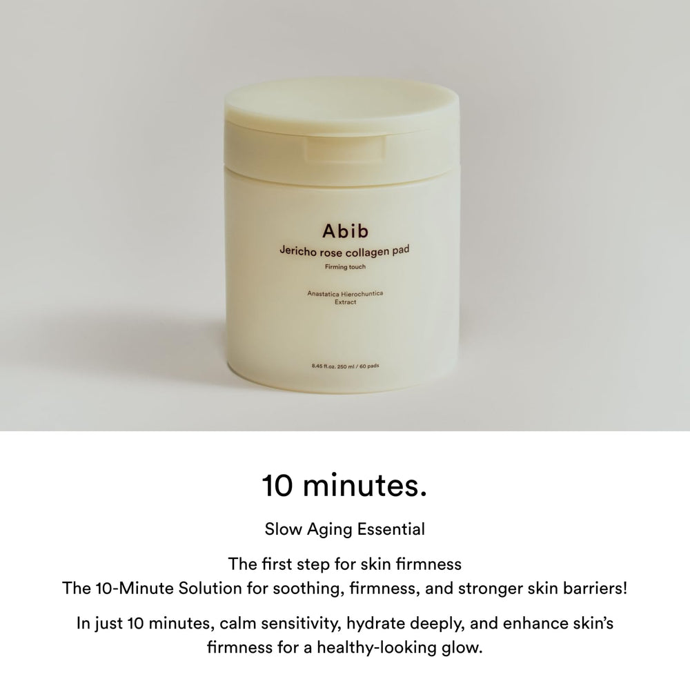 Abib Jericho Rose Collagen Pad applied to skin showing hydrating toning.