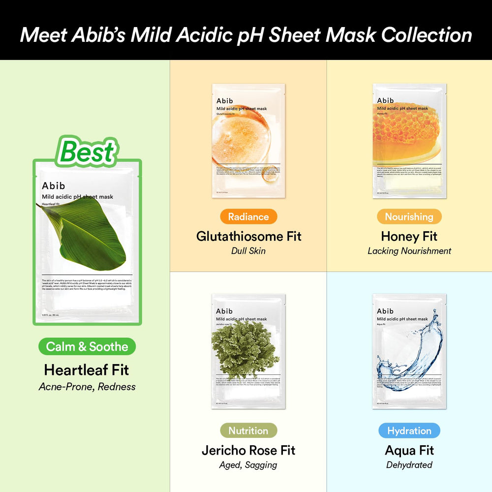 Abib mild acidic pH sheet mask glutathiosome cooling application during use