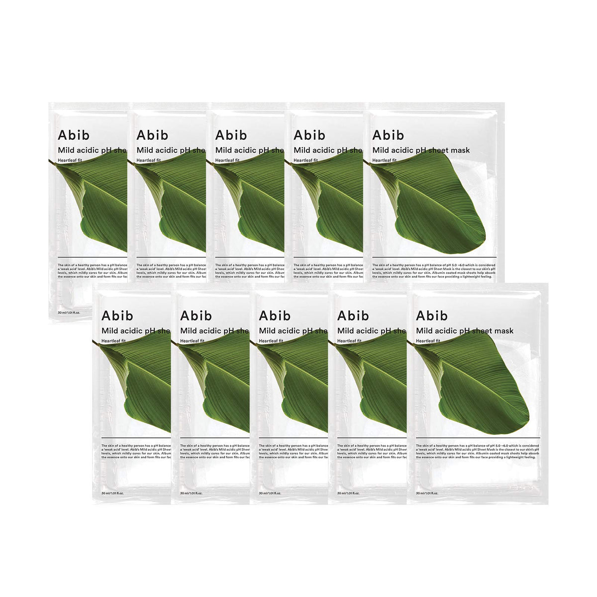 Abib Mild Acidic pH Sheet Mask Heartleaf Fit packaging promotes balanced skin for daily care